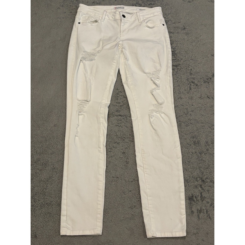 Guess Jeans Women's 27 White Denim Kate Skinny Stretch Distressed Casual